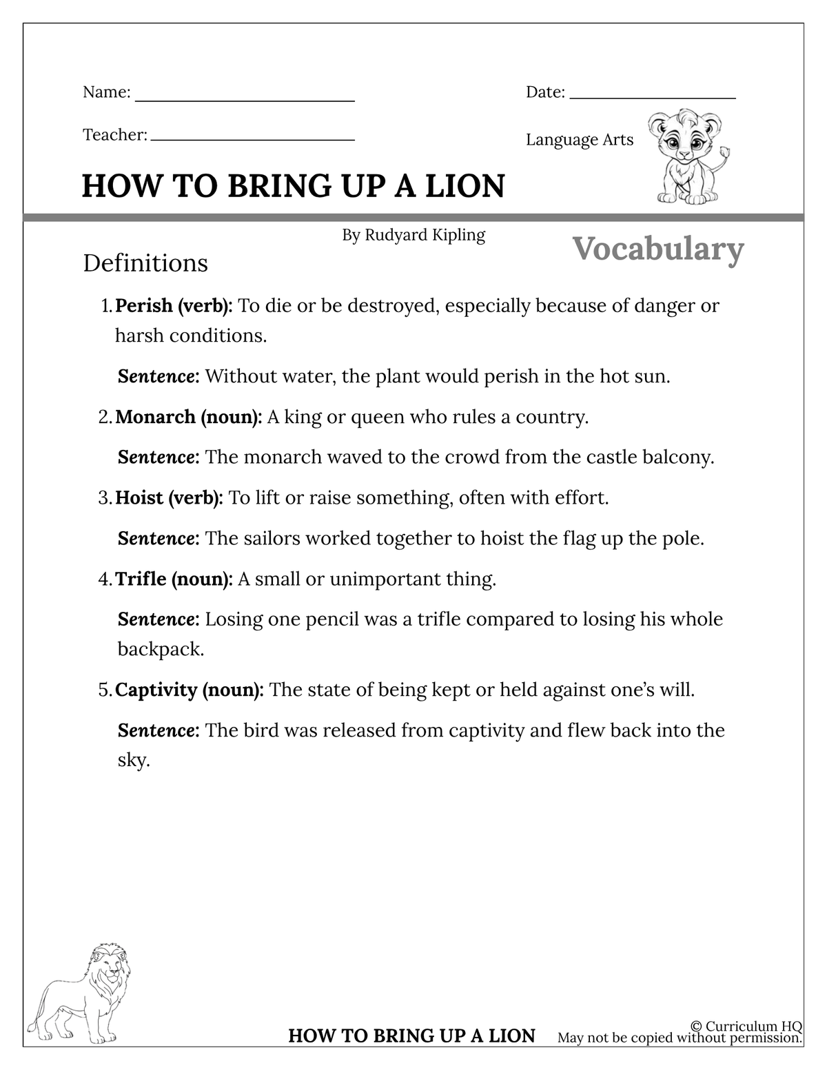 How to Bring Up a Lion