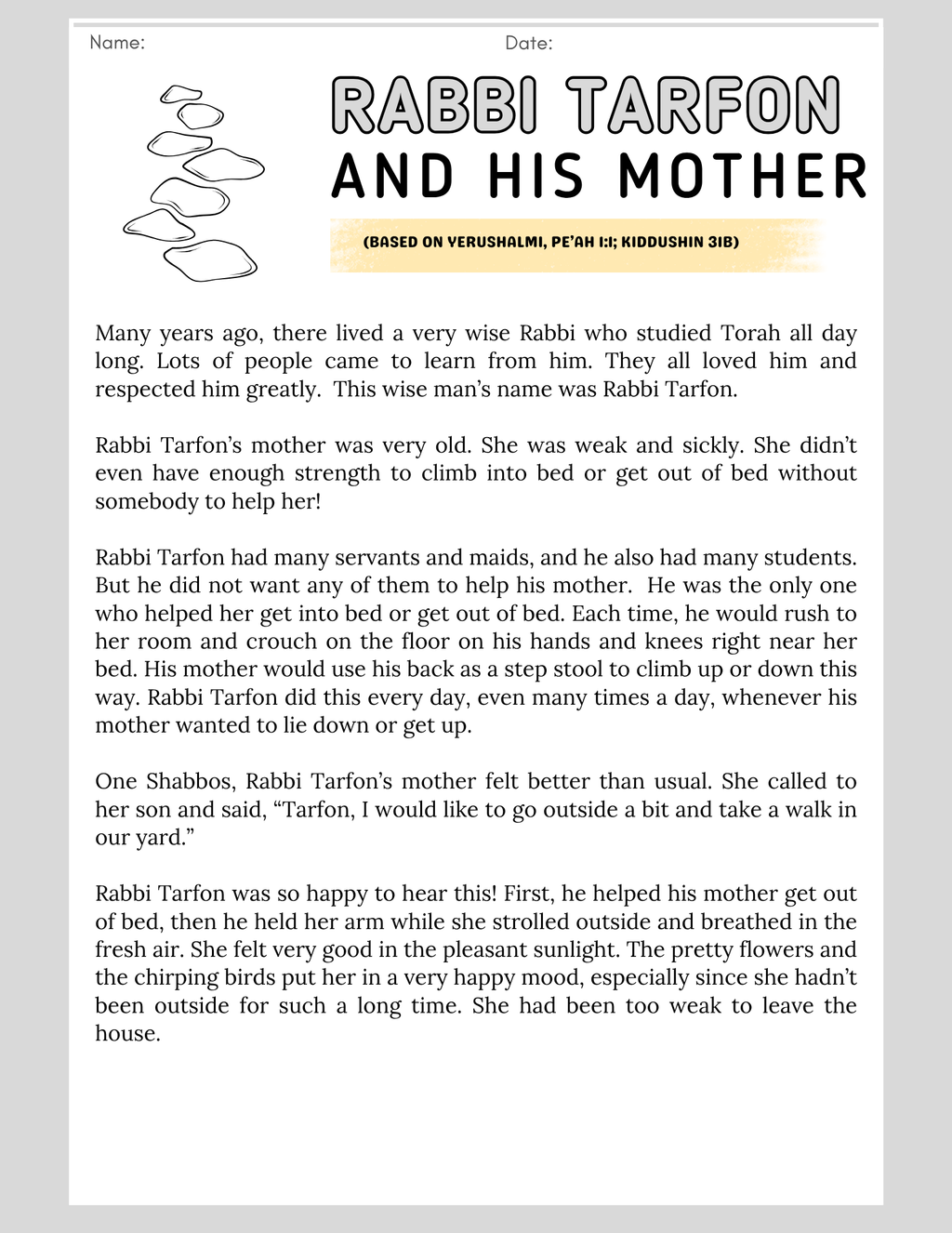 Rabbi Tarfon and his Mother {3-5}