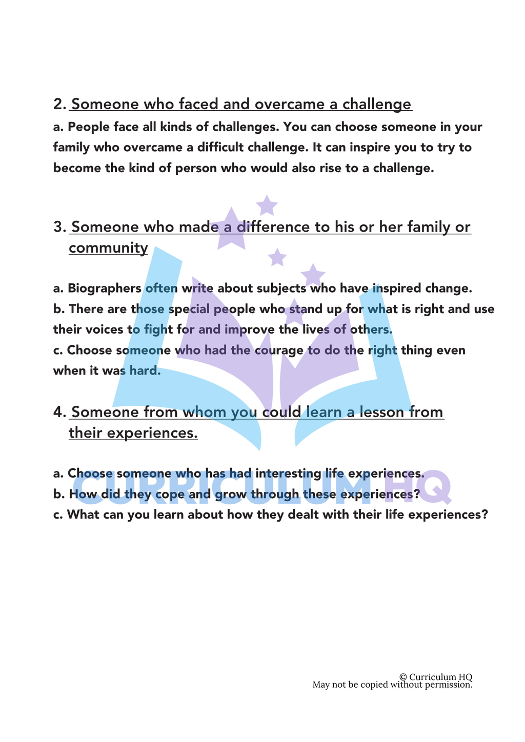 Biography Unit 2: Choosing a Subject & Gathering Research