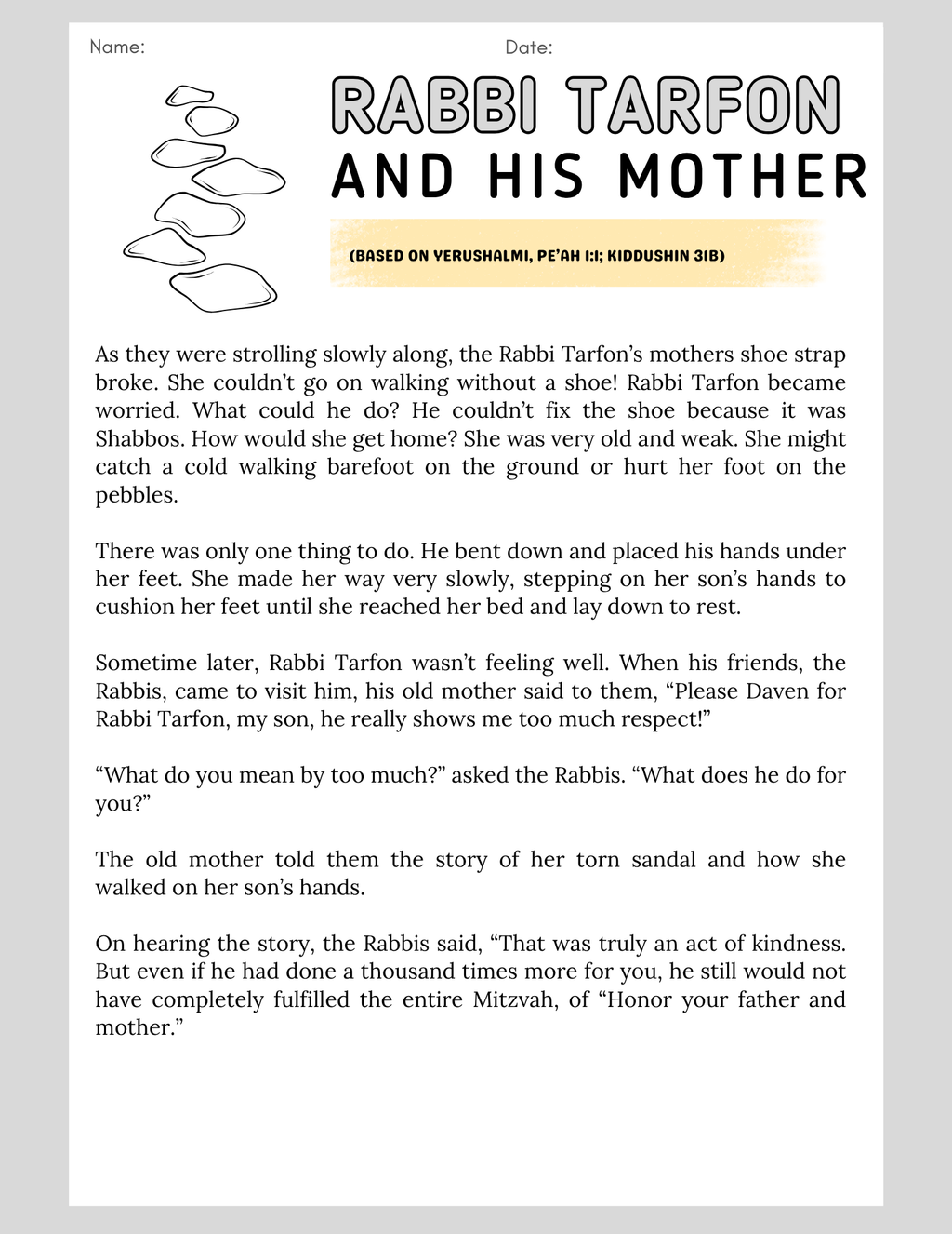 Rabbi Tarfon and his Mother {3-5}