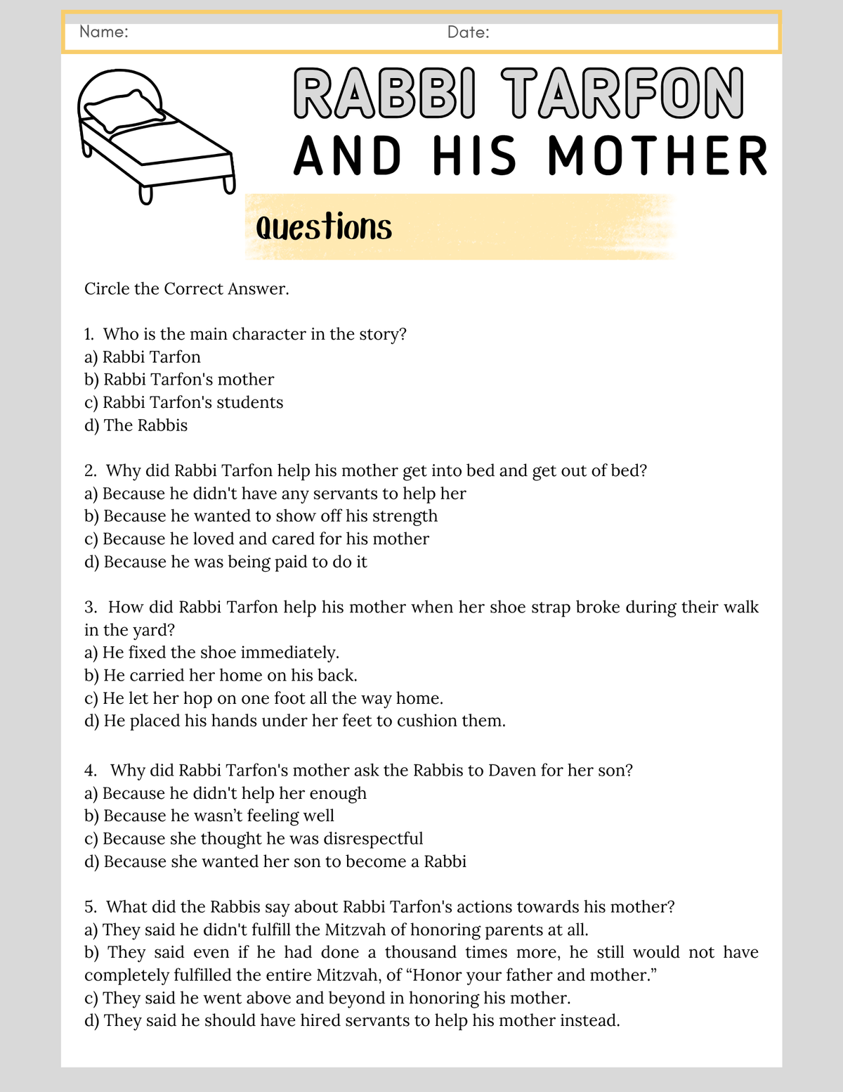 Rabbi Tarfon and his Mother {3-5}