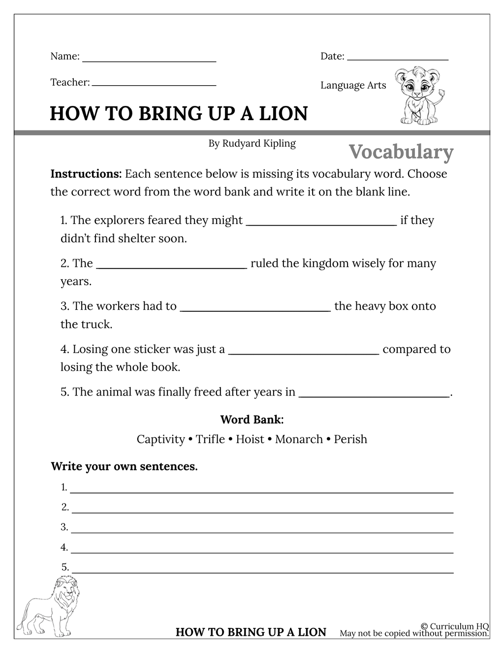 How to Bring Up a Lion