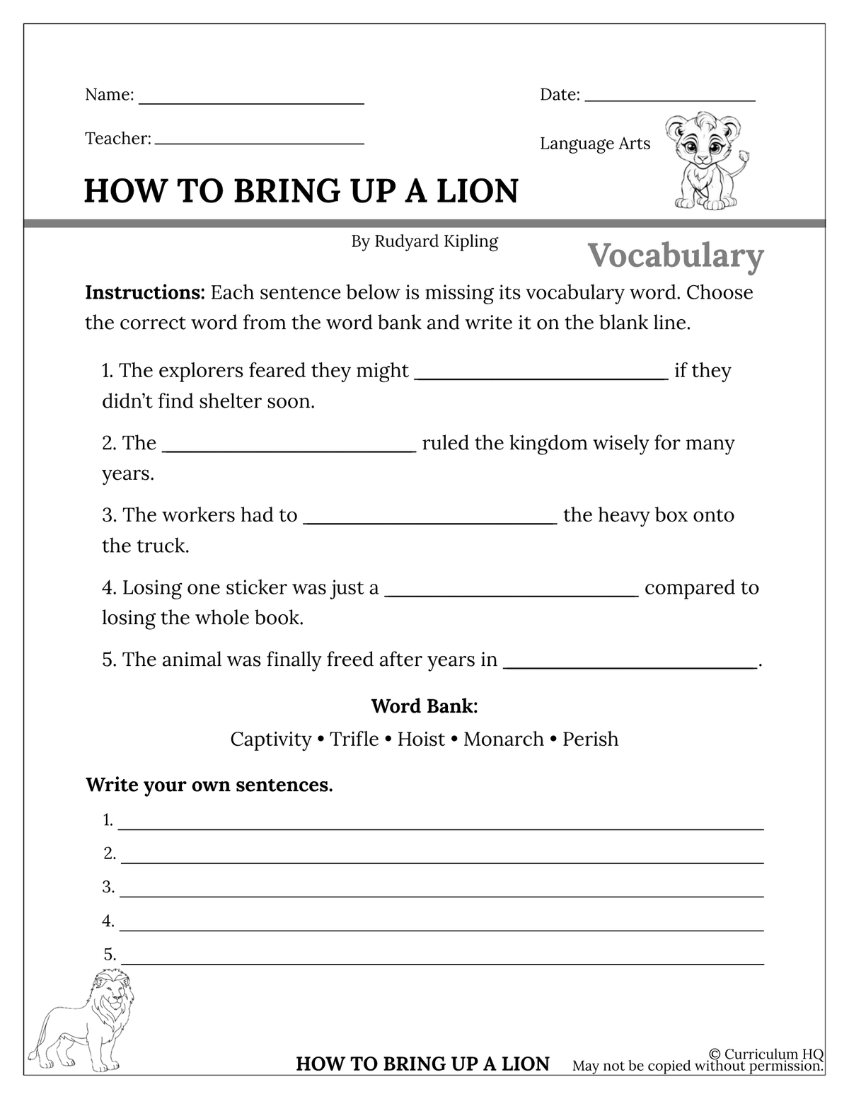 How to Bring Up a Lion