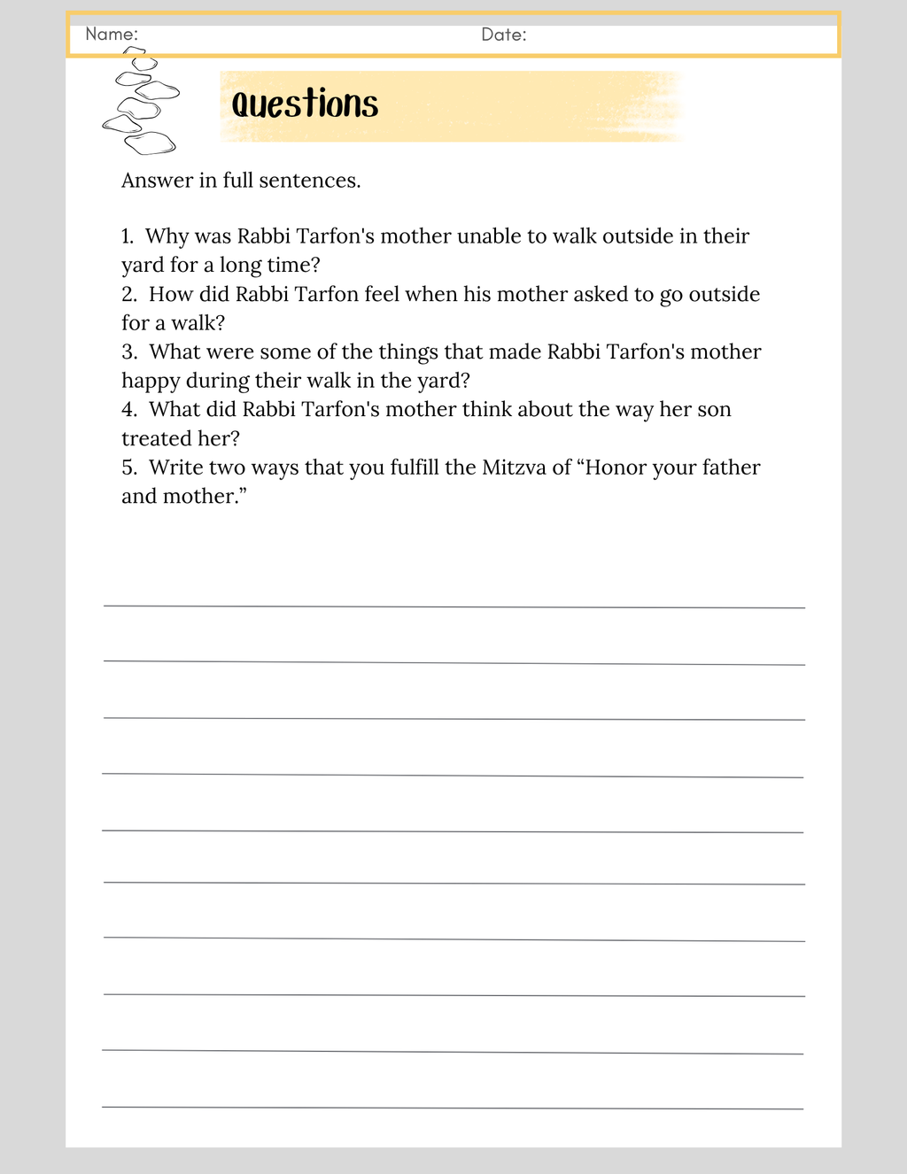 Rabbi Tarfon and his Mother {3-5}