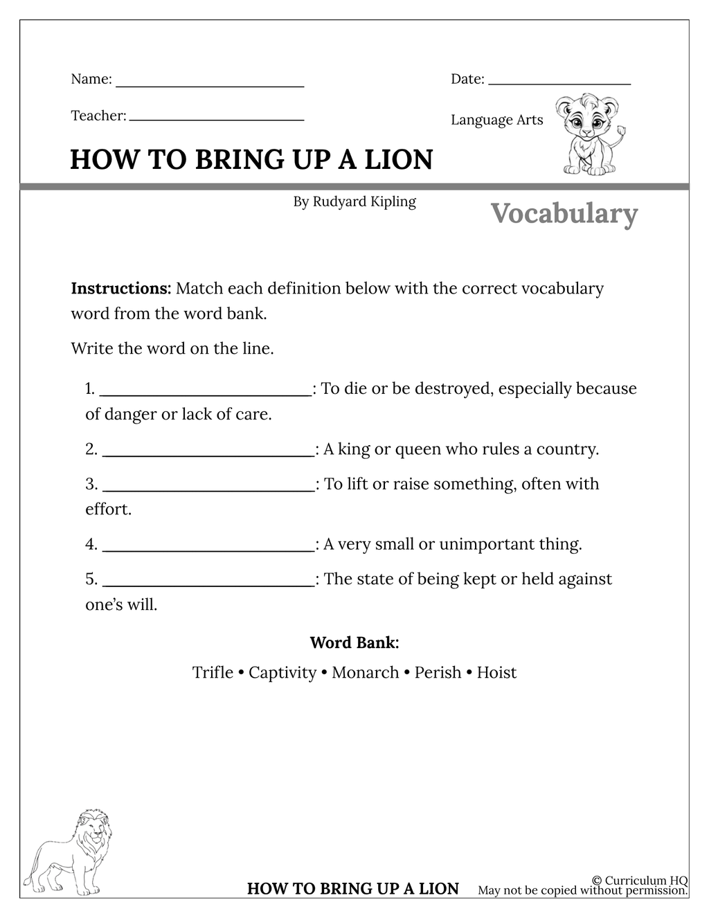 How to Bring Up a Lion