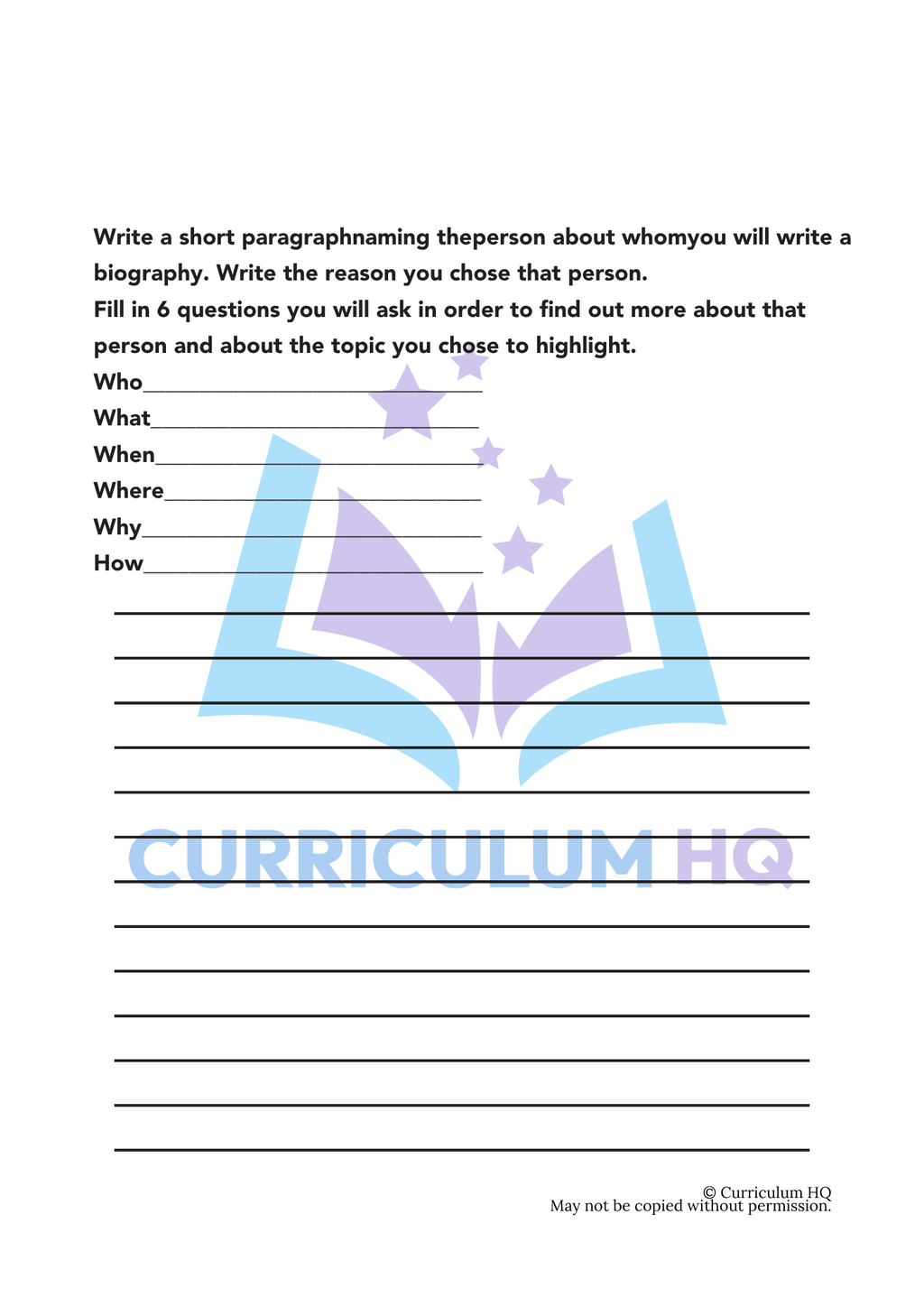 Biography Unit 2: Choosing a Subject & Gathering Research