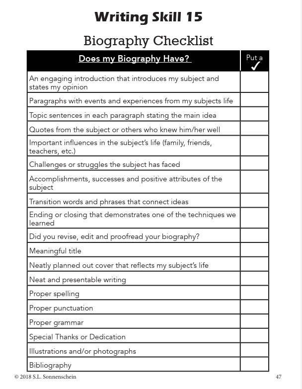 Biography Student Workbook