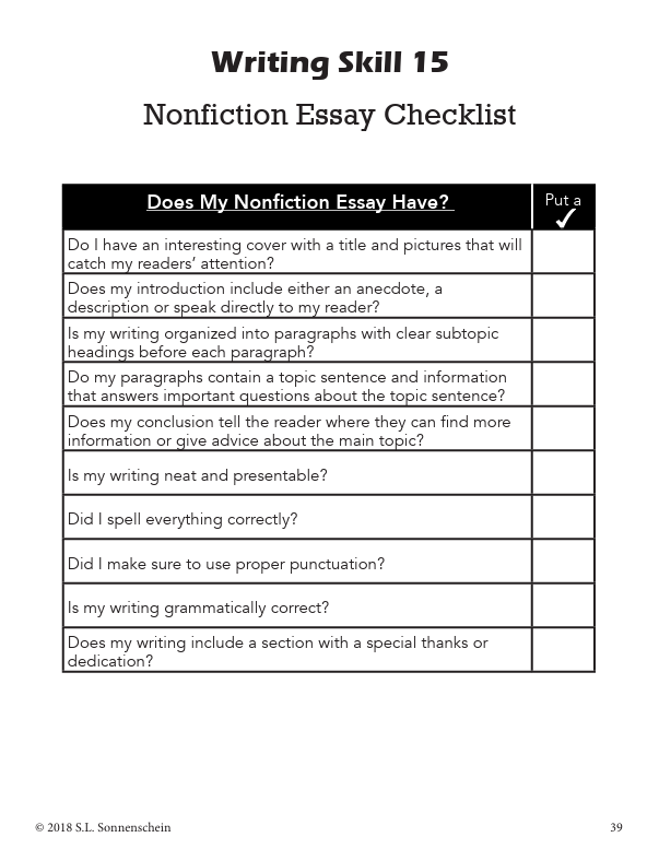 Nonfiction Essay Student Workbook
