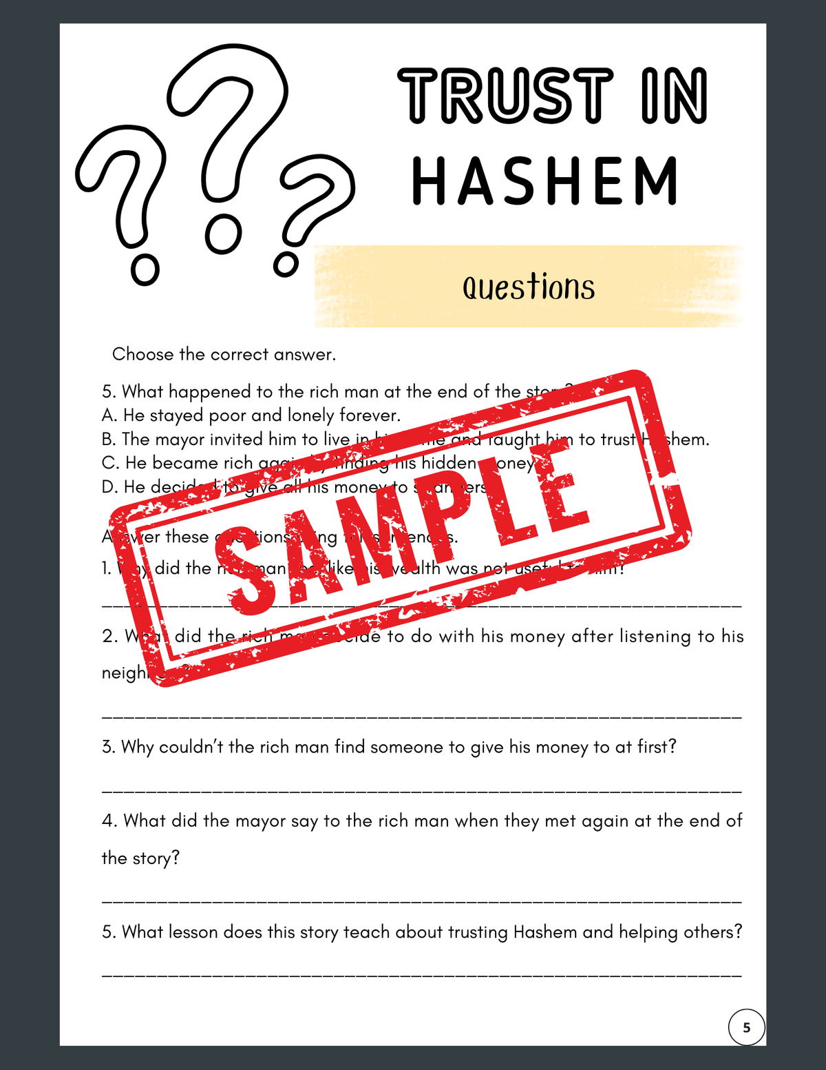 Trust in Hashem