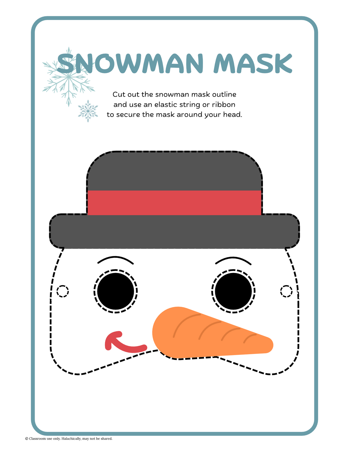 Snowman Mask {Pre K-K}